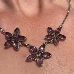 Elegant Amethyst and Silver Floral Necklace
